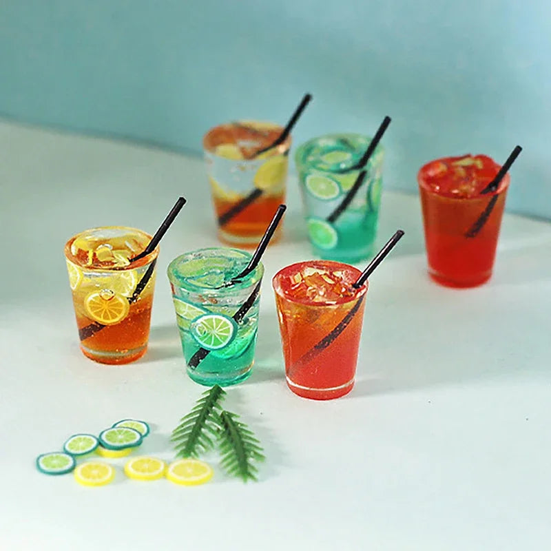 Miniature Toy Cocktail Drinks Doll Toys Dollhouse Accessories Miniature Items Fit for 1:6/1:12 Doll House Kitchen Ornaments
