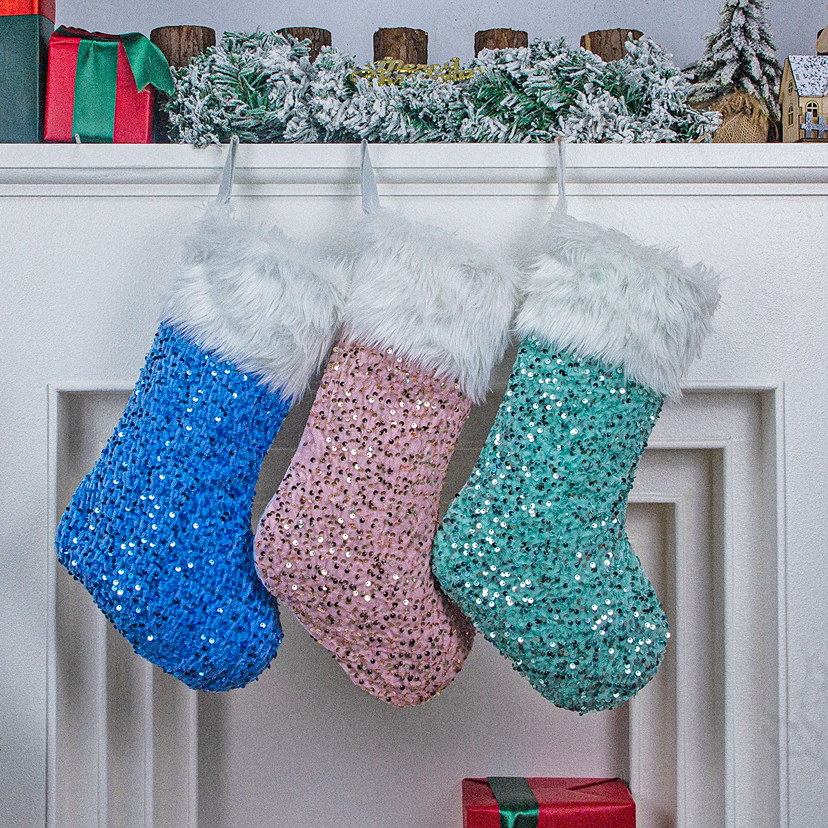 Christmas stocking festival decorations sequins 26-letter Christmas tree ornaments gift bag socks hotel party supplies