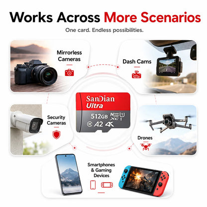 128GB Micro TF SD Card 256GB Memory Card Flash Card for Camera Phone Tablet with Adapter
