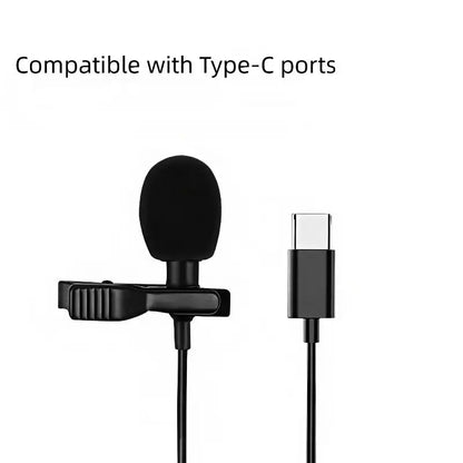 1.5m Mini Portable Microphone Condenser Clip-on Lapel Mic Wired USB 3.5mm Type C Microphone For Laptop PC Camera