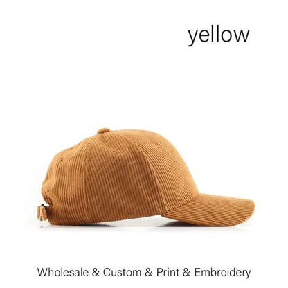 SLECKTON Custom Baseball Cap for Women and Men Fashion Design Brand LOGO Letter Embroidery Hats Corduroy Hats Unisex Wholesale
