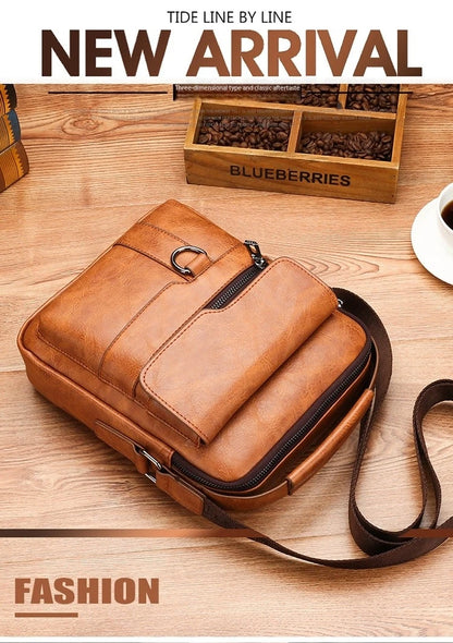 Brand Men Shoulder Bag for 9.7" iPad Men PU Leather Flaps Men's Crossbody Bags Business Flap Male Solid Messenger Bag Travel Bag