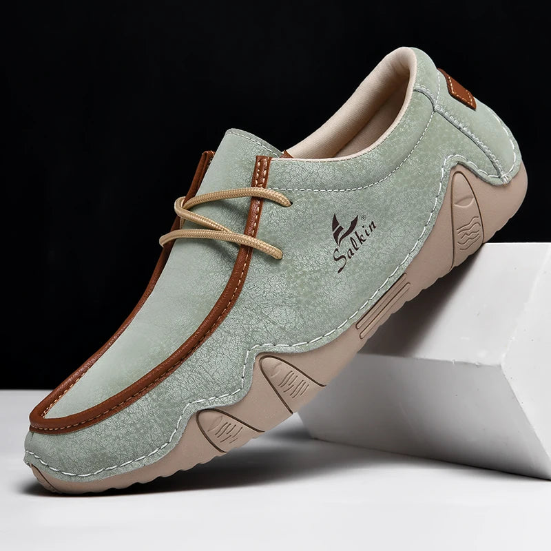 Design Sneakers Man Loafers Breathable Low Top Flat Shoes Driving Plus Size New 2026 Fashion Handmade Leather Casual Men Shoes
