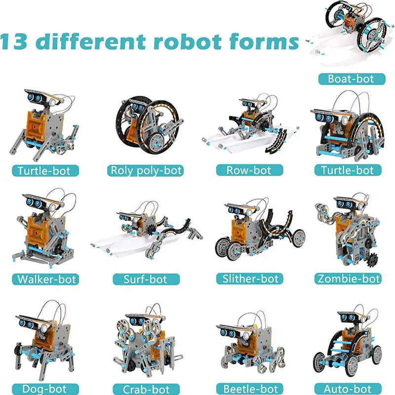 13-in-1 Solar Powered Robot Kit STEM Educational DIY Assembly Toy with Intelligent Science Puzzles Creative Gifts for Boys Girls