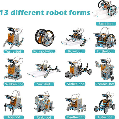 13-in-1 Solar Powered Robot Kit STEM Educational DIY Assembly Toy with Intelligent Science Puzzles Creative Gifts for Boys Girls