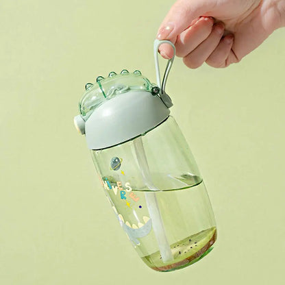 500ml Children's Dinosaur Water Bottle With Silicone Straw Leak Proof Plastic Water Bottle Summer Children's Water Cup