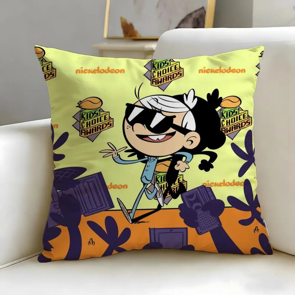 Popular Cartoon The Loud House Cushion Cover Soft & Easy-Wash Pillow Case – Versatile for Couch, Bed, Travel and Office