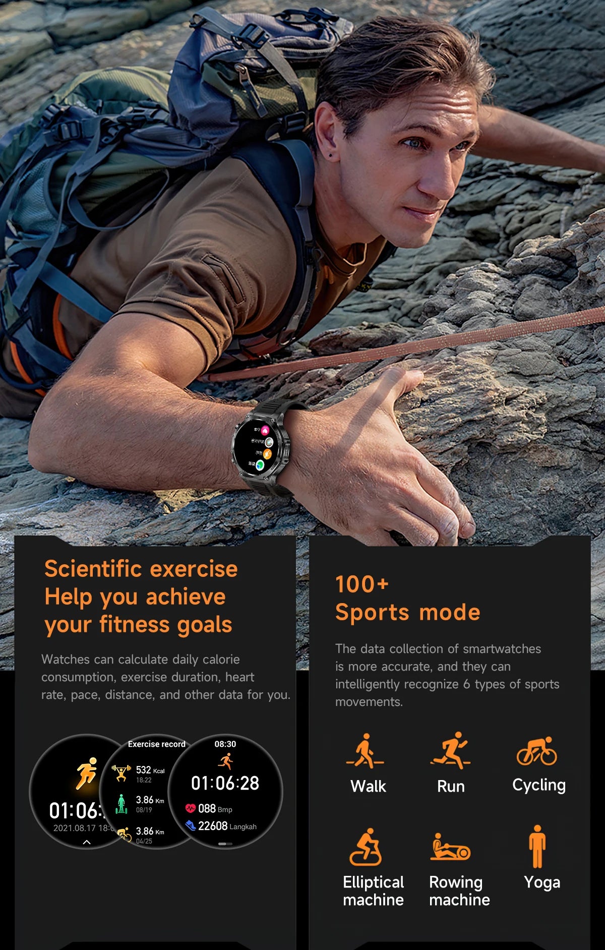 LIGE Nowy Smartwatch Męski 800 mAh Ultra Długa Żywotność Baterii Wodoodporny Zegarek Sportowy Outdoor Połączenia Bluetooth Wojskowy Smartwatch 2025