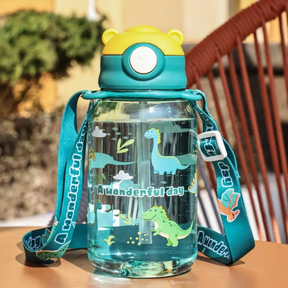 650ml Children's Water Cup Cartoon Leak-proof Plastic Water Bottle Summer Outdoor Portable Water Bottle With Straw For Kids
