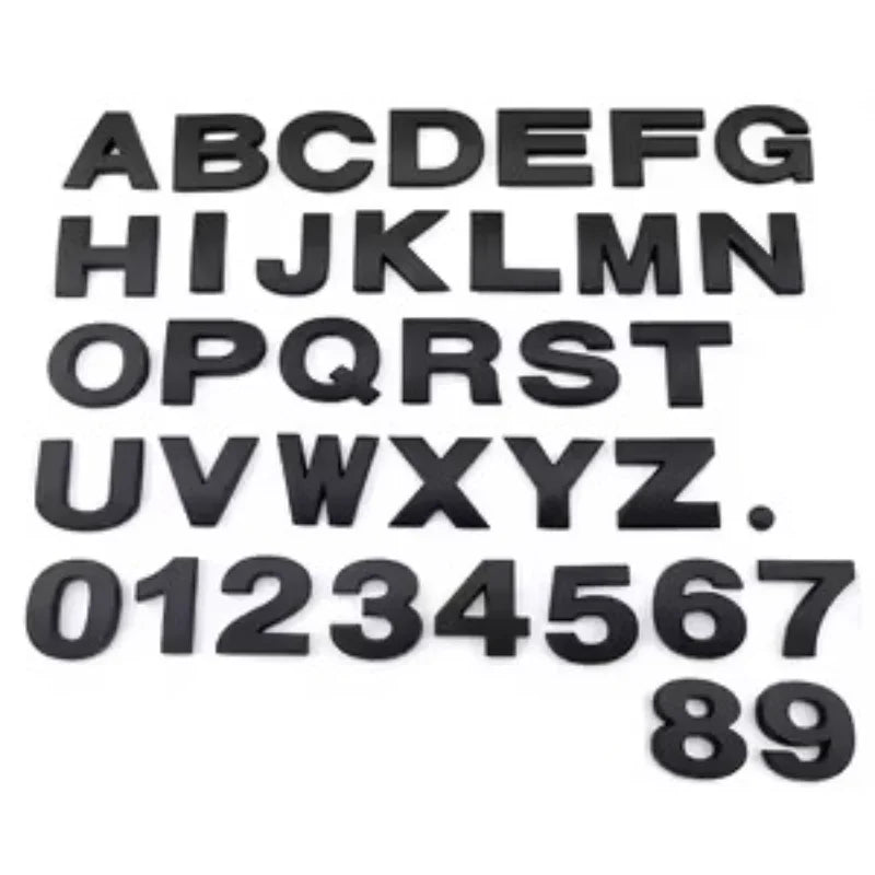 1PC Matte Black 3D Auto Metal Letter Emblem DIY Digital Alphabet Car Sticker Exterior High-About 25mm Accessory