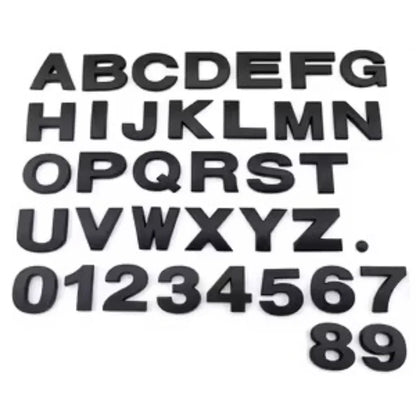 1PC Matte Black 3D Auto Metal Letter Emblem DIY Digital Alphabet Car Sticker Exterior High-About 25mm Accessory