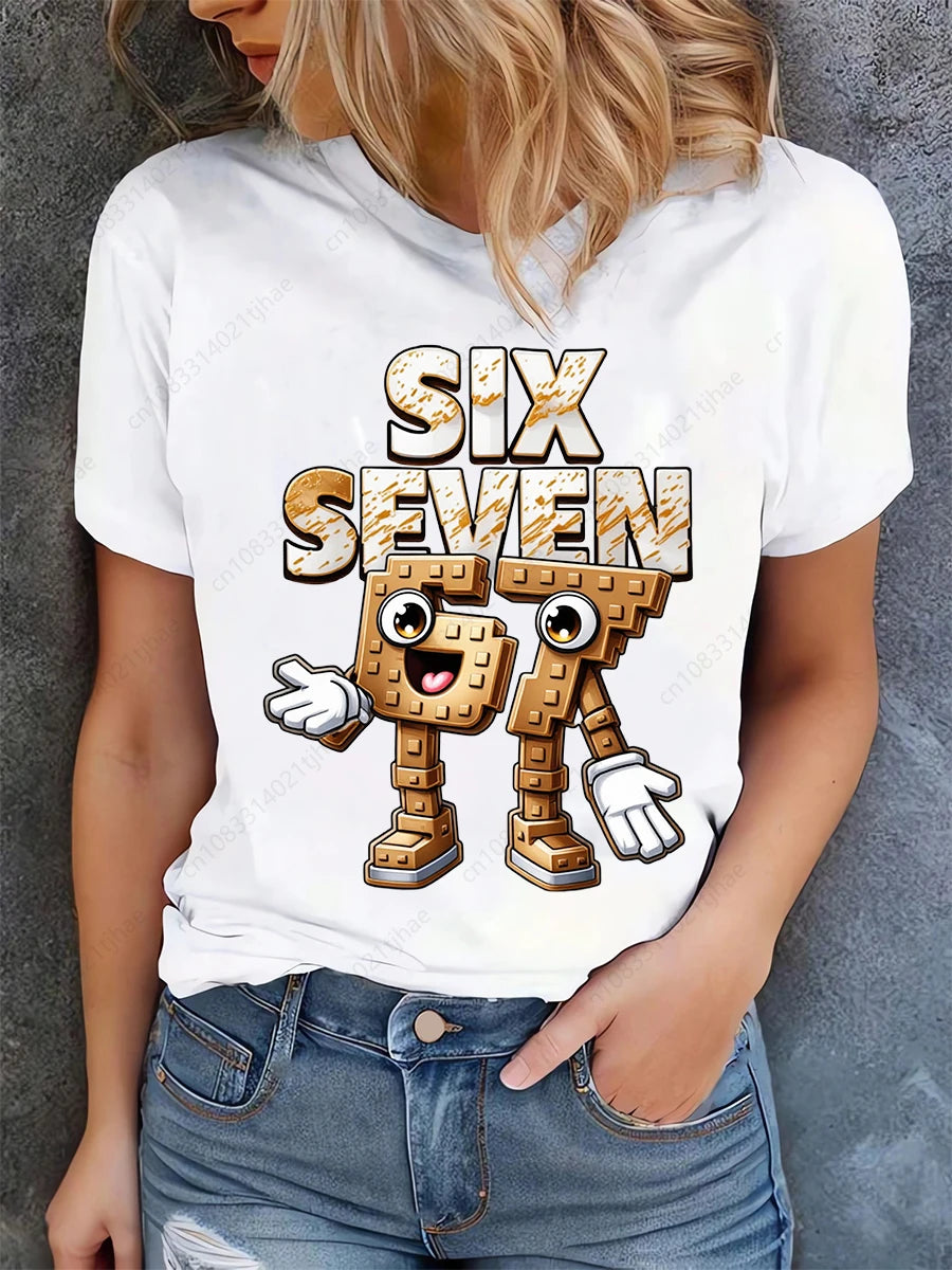 Funny 67 Brainrot Women T Shirts for Laddy Six Seven Brain Rot T-Shirt Party Tshirt for Girls T shirt for Woman Tops Tees