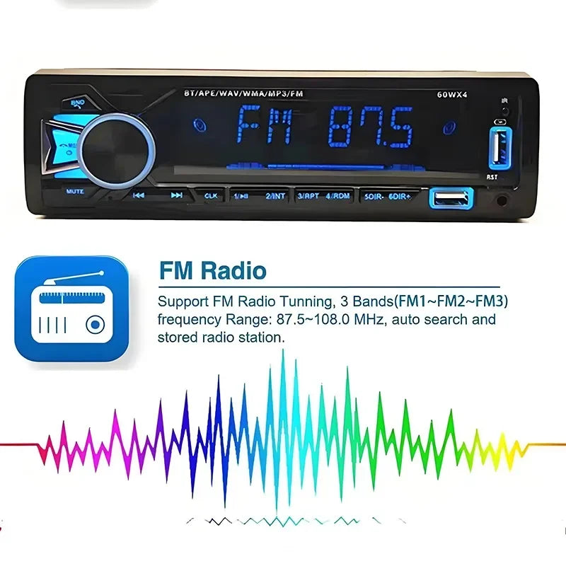 12V 1din Car MP3 Player Dual USB Bluetooth Stereo Radio Audio FM TF AUX IN Receiver in Dash Multimedia Player with remote