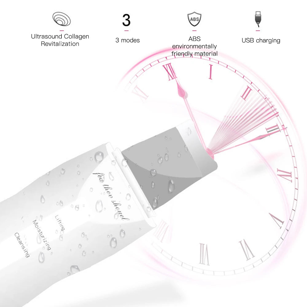 Ultrasonic Skin Scrubber Ance Pore Cleaner Peeling Blackhead Remover Deep Face Cleaning Ultrasonic Ion Facial Shovel Cleanser
