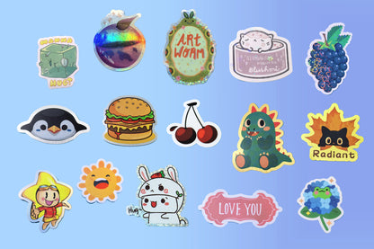 100pcs Custom Stickers PVC Waterproof Glitter Stickers Die Cut Vinyl Personalized Logo Design