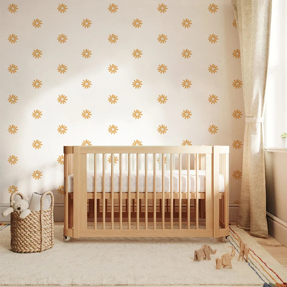 Yellow Daisy Wall Stickers for Kids Rooms Living Room Removable Baby Nursery Wall Paper Home Decoration Girls Room Interior