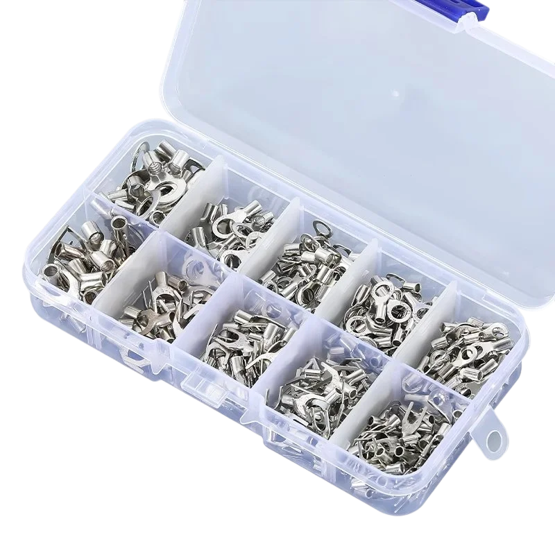O/Y Type Copper Ring Fork Terminals Kit Insulation Cold-Pressed Terminal Electrical Brass Cable Wire Connector Crimp Spade Clip