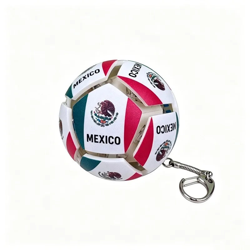 Football Keychain Fidget Toy Stress Relief Pendant Soccer Ball for Fan Portable Multi-National Team Souvenir for Car Key Handbag