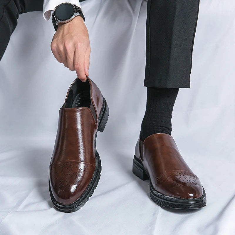 Classic Casual Leather Shoes For Men Slip On Men's Dress Shoes Trend Wedding Casual Business Shoes For Men Leather Social Loafer