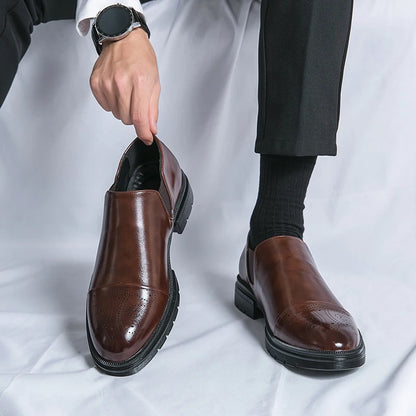 Classic Casual Leather Shoes For Men Slip On Men's Dress Shoes Trend Wedding Casual Business Shoes For Men Leather Social Loafer