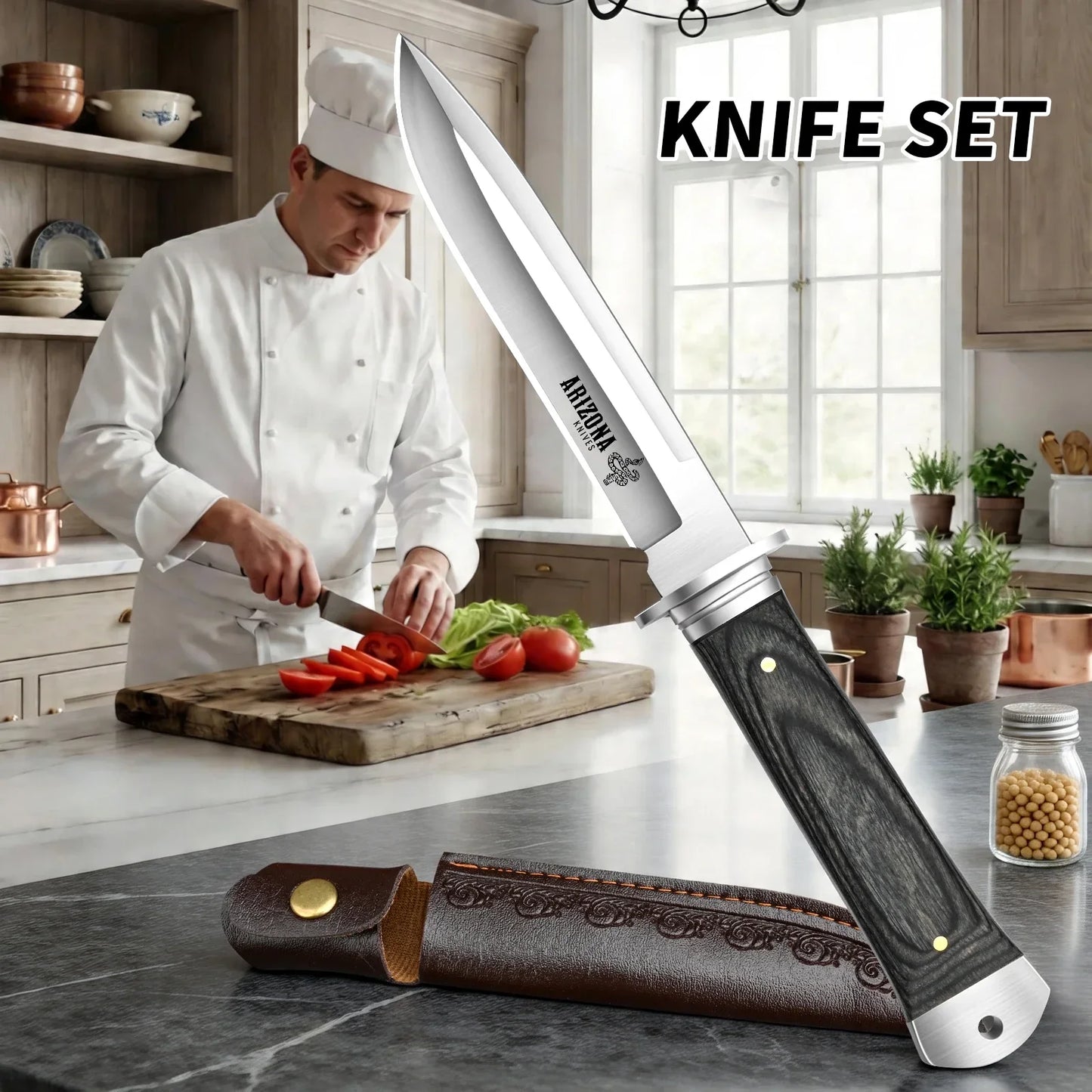 New Heavy-Duty Multi-Purpose Kitchen Knife 5Cr13 Stainless Paring Knife, Ergonomic Pakkawood Handle High-End Utility Knife Tool