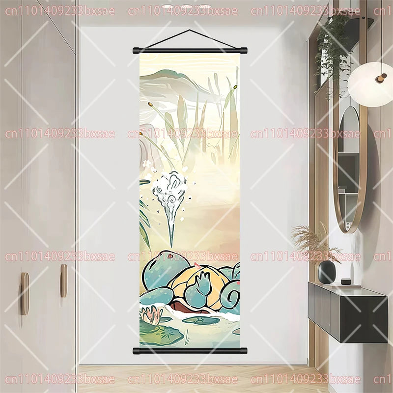 Pokémon Retro HD Scroll Painting Poster Squirtle Eevee Charmander Bulbasaur Gyarados Charizard Fan Collection Children's Gift