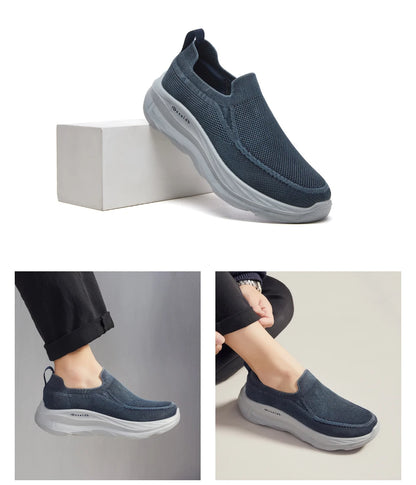 Men Summer Mesh Round Toe Lightweight Breathable Anti-Slip Casual Sneakers Walking Shoes Thin Breathable Summer Trainers