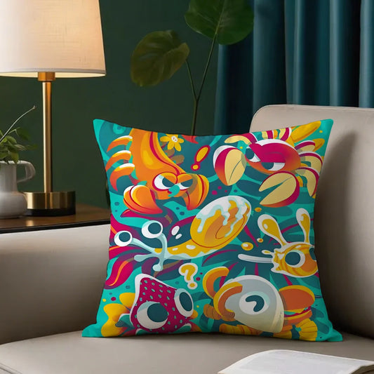 Cute Bugsnax Pillow Case Square Pillowcase Double-Sided Printing Short Plush Sofa Cushion Bedroom Cover