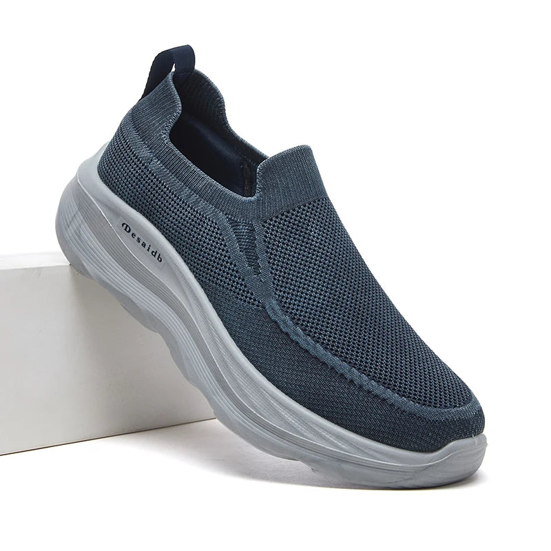Men Summer Mesh Round Toe Lightweight Breathable Anti-Slip Casual Sneakers Walking Shoes Thin Breathable Summer Trainers