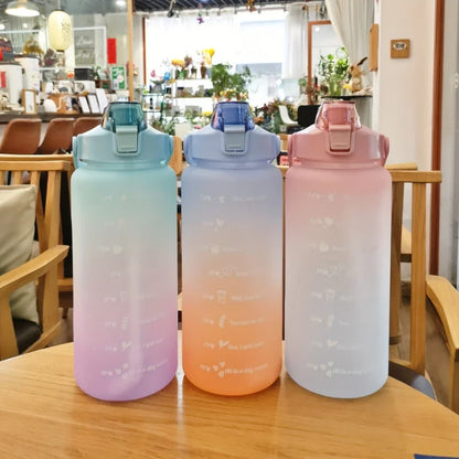 Water Bottle 2 Liter Stay Hydrated Motivated Leakproof Plastic Sport Bottle Reminder Times Sports Outdoor Fitness Office Indoor