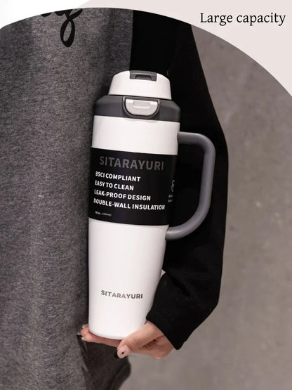 JUSTINLAU 1PC 1200ML Large Capacity Stainless Steel Insulated Cup Car Travel Outdoor Camping Coffee Beverage Water Bottle