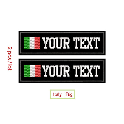 Custom Name Embroidery Patch Army Black Patches US Brazil France UK Country Flag Personalized For Jacket, Bag, Coat; 2 Pcs/ Lot