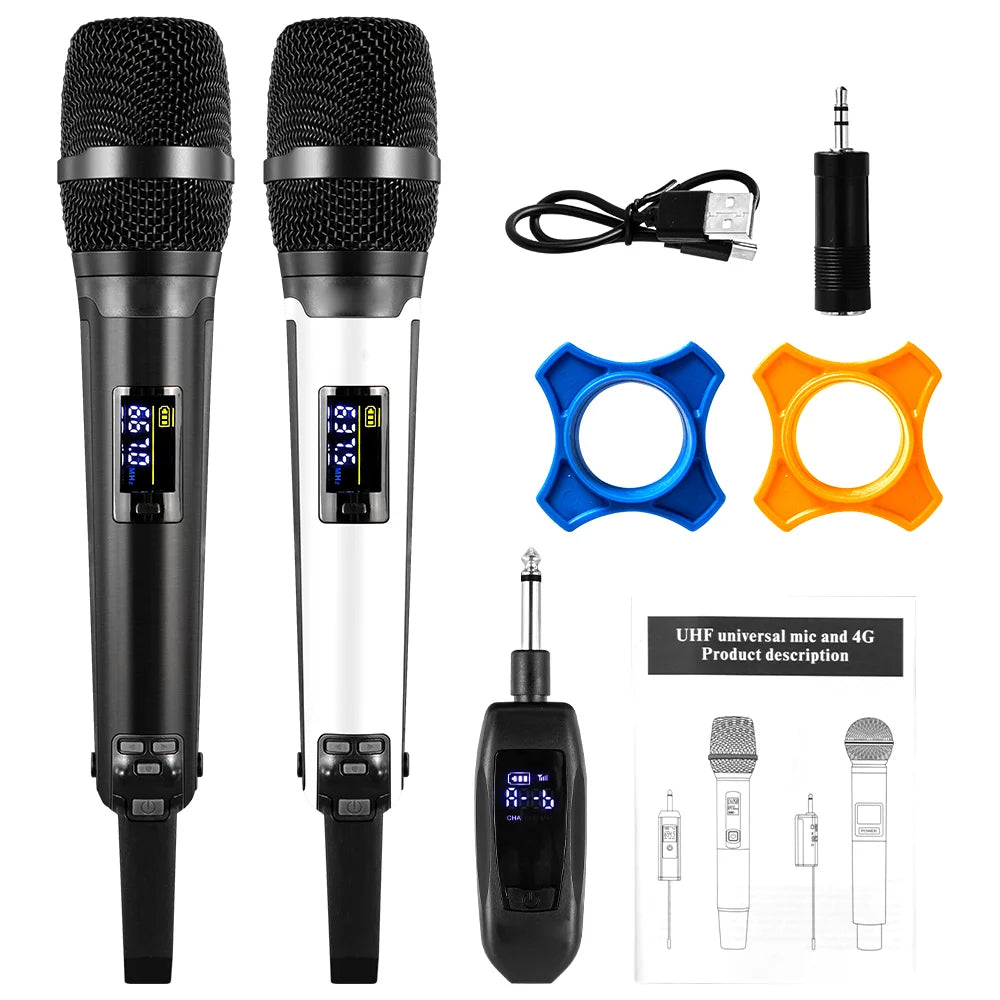 Professional 2channel RHF Wireless microphone system SKM9000 DJ mic Up to 656FT Range with Rechargeable receiver for Karaoke