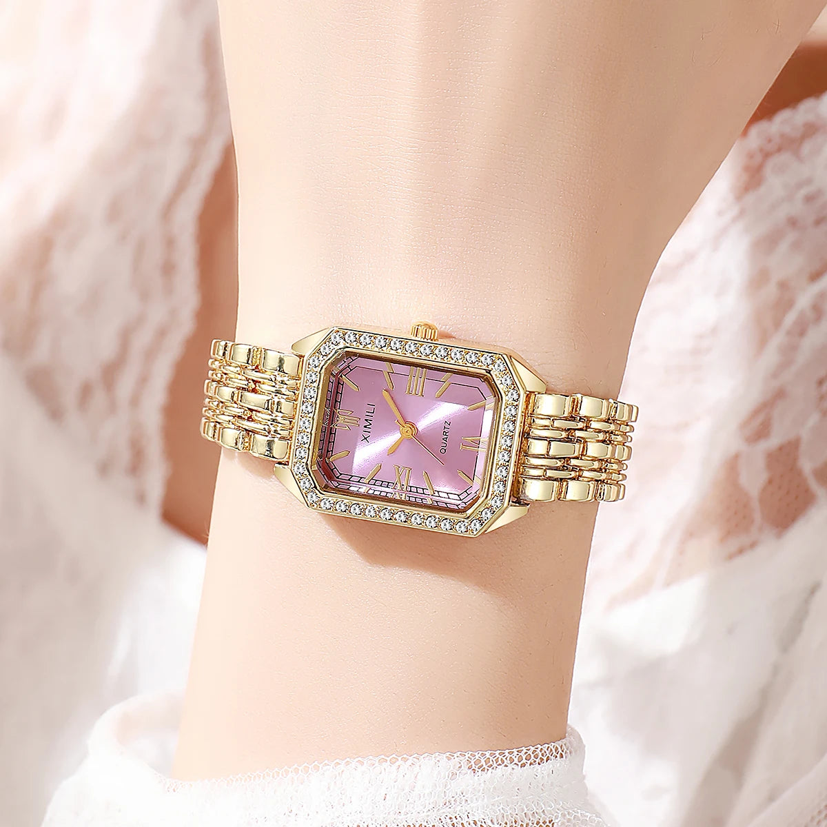 Luxury Rhinestone Women Watches Fashion Rectangle Bracelet Quartz Wristwatch for Girls Clock Reloj Mujer