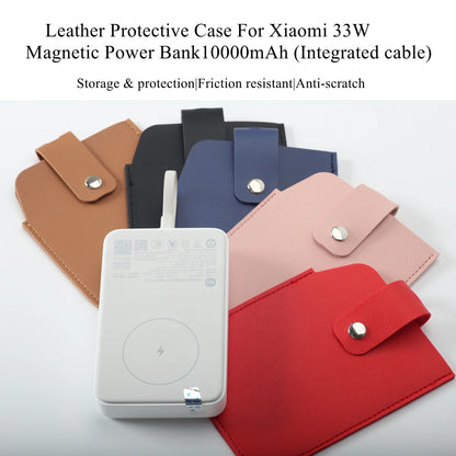 PU Leather Protective Case for Xiaomi 33W Magnetic Power Bank 10000mAh, Integrated Cable, Anti-Scratch Portable Storage Bag