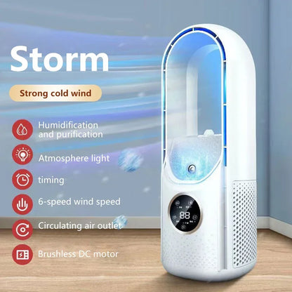 Portable Mini Air Conditioner USB Air Cooler Bladeless Electric Fan 6-speed Silent Timed Air Conditioner Cooling Fan