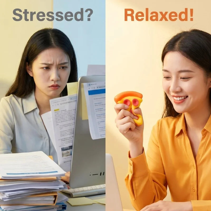Pizza Soft Pinch Stress Relief Squishy Cube Sensory Fidget Anti-Anxiety Squeeze Toy Object for Focus ADHD Party Gift