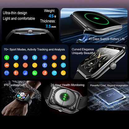 New For OPPO Ultra Thin Smart Watch Men AMOLED HD Screen Always Show Time Heart Rate Bluetooth Call Sports Waterproof Smartwatch