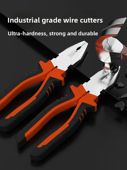 Electric Wire Pliers Large Opening Sharp Multifunction Tool for Cutting Twisting Gripping Metal Wires Heavy Duty Industrial Tool