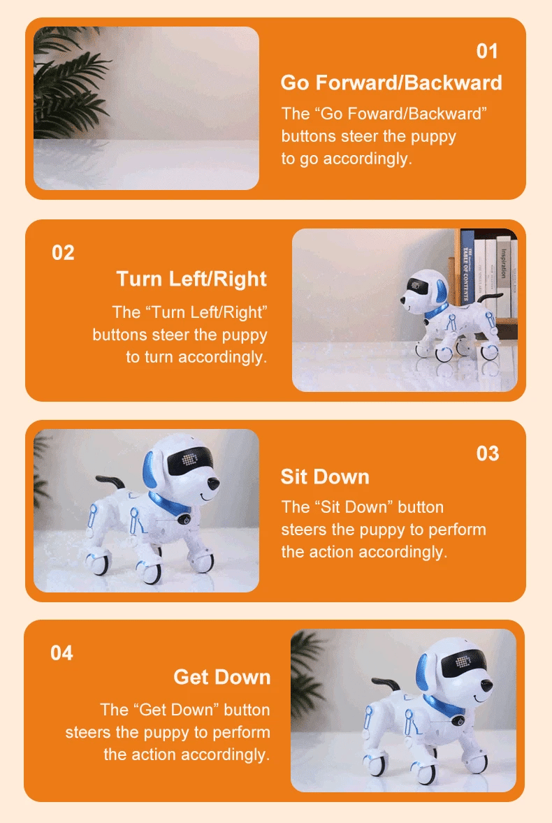 RC Robot Dog Electronic Stunt Pet Interactive Touch Programmable Smart Walking Dancing Kids Birthday Gift for Kids Boys Girls