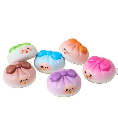 12Pcs Rainbow Cartoon Squishy Bun Set Slow Rebound Stress Relief Fidget Cute Simulation Dumpling Gift Box For Kids Collect Play