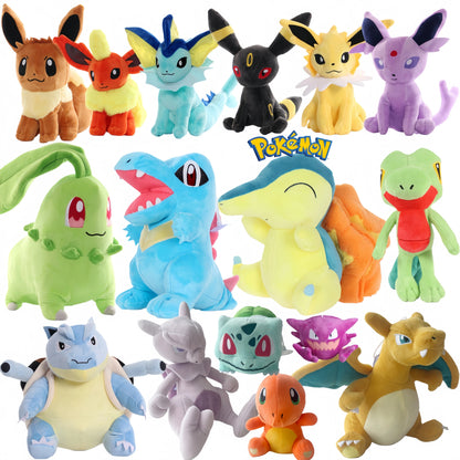 Pokemon Chikorita Cyndaquil Totodile Plush Pikachu Charmander Bulbasaur Peluche Charizard Gengar Eevee Family Stuffed Doll Gift