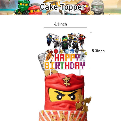 Ninja Birthday Party Decoration Tableware Set Tablecloth Plate Balloon  Cups Napkins Backdrop Banner Cake Toppers Party Supplies
