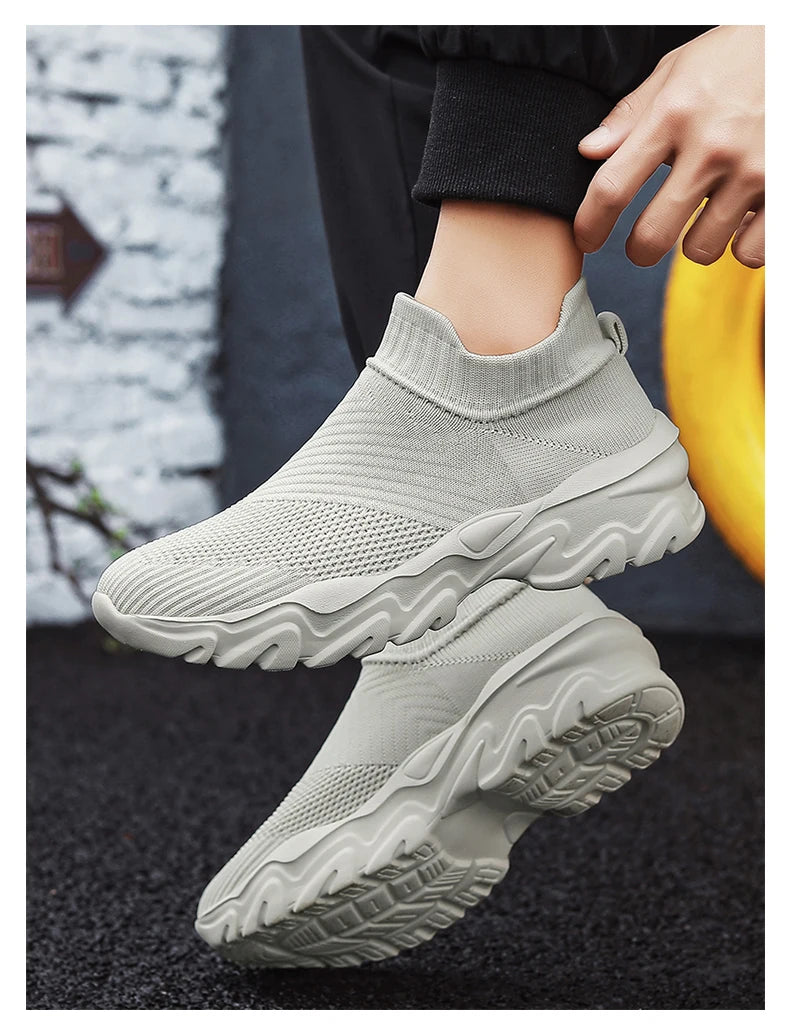 Men'S And Women'S Sneakers Mesh Breathable Lightweight High-Top Running Tennis Shoes Comfortable Outdoor Pair Naked Boots