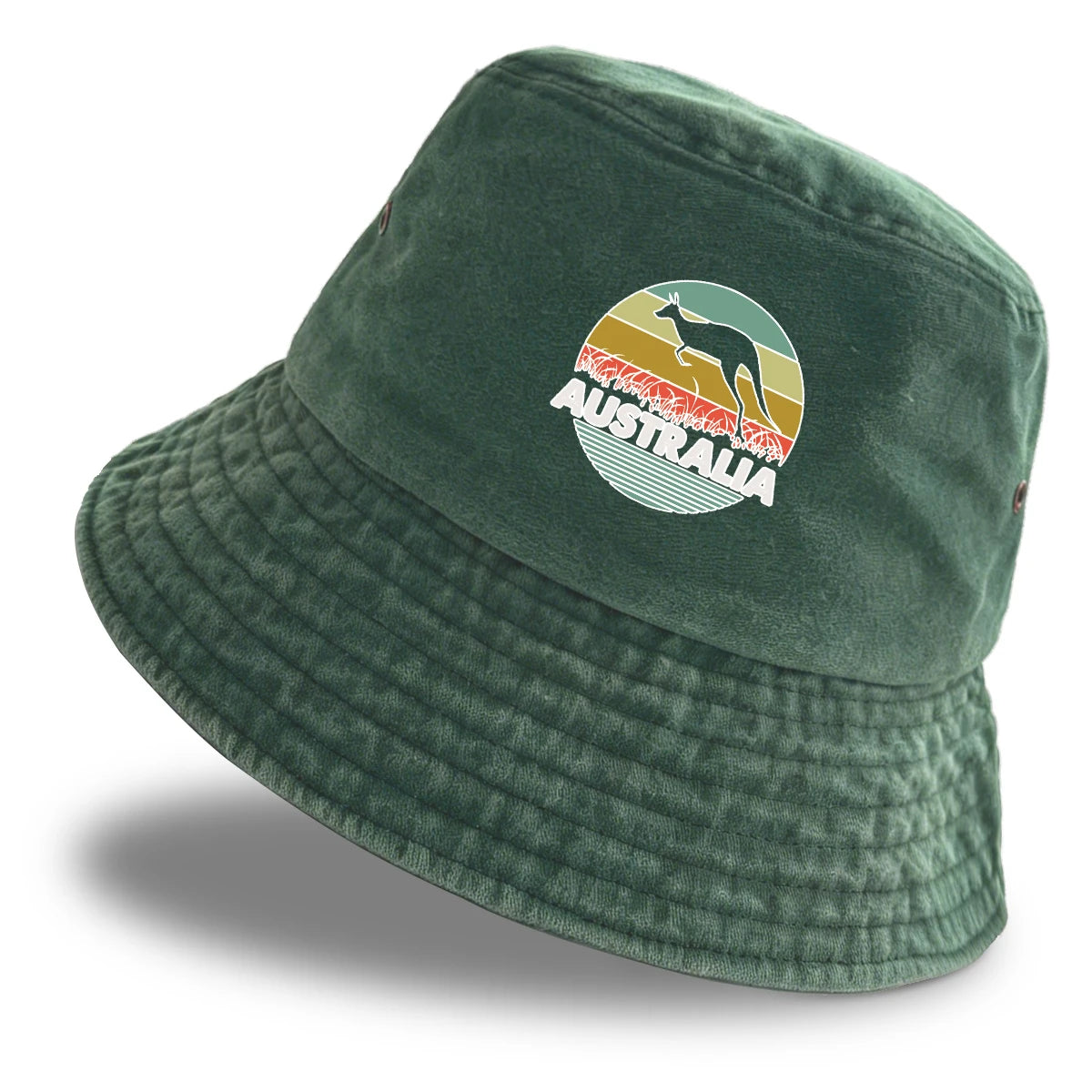 "AUSTRALIA" Kangaroo Printed Bucket Hat Trendy Simple Summer Hip Hop Fishing Hat For Gifts Unisex Outdoor Accessory Travel Hat