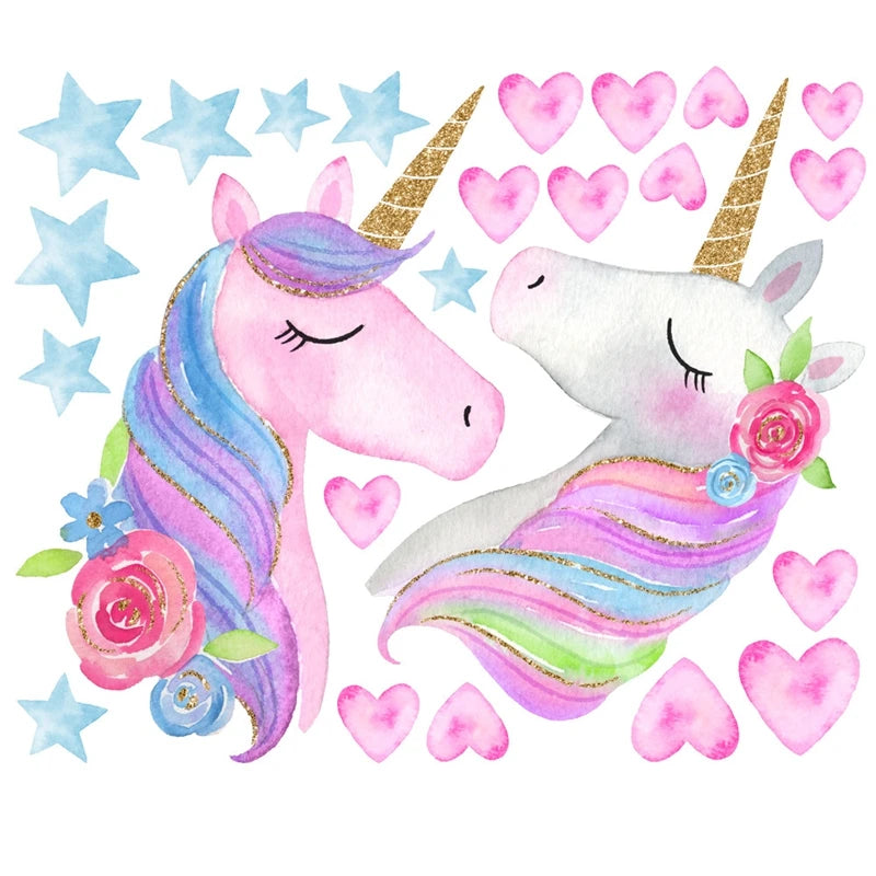 Cartoon Unicorn Luminous Wall Stickers For Kids Room Home Decor Wallpaper Glow In The Dark Wall Decals Unicorn Birthday Party