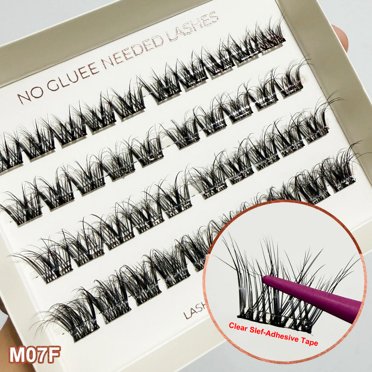 2‑5 Days Strong Hold Press On Cluster Lashes Wide Black Pre‑glued Band Self Adhesive Eyelashes NEW No Glue Need Lash Clusters