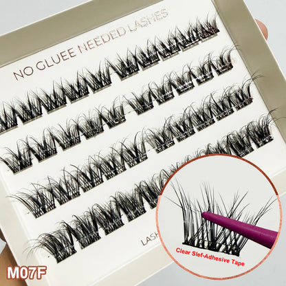 2‑5 Days Strong Hold Press On Cluster Lashes Wide Black Pre‑glued Band Self Adhesive Eyelashes NEW No Glue Need Lash Clusters