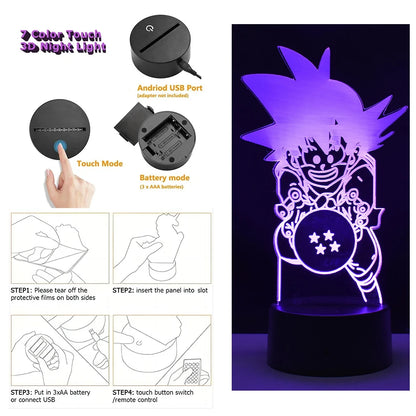Dragon Ball Z Anime Figures Goku Vegeta Gohan Broly 3D Lamp PVC Action Figures Toys for Children Trunks Buu Super Saiyan Gifts
