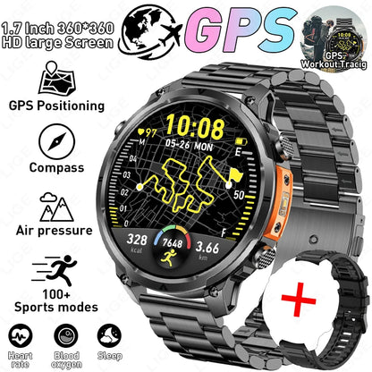 LIGE 2026 Nowy Męski Wojskowy Zegarek Smartwatch GPS Mapa Kompas Pamięć 4GB Bateria 1000mAh Wodoodporność 10ATM Rozmowy Bluetooth HD